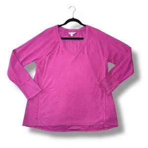 Wildfox Pink V Neck Raglan Long Sleeve Top Size L